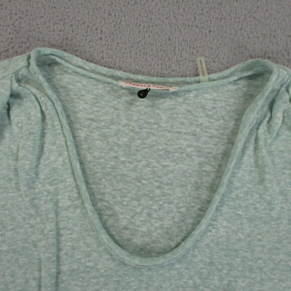 Rebecca Taylor Shirt Womens Large Green Peplum Knit Fitted Lightweight Sheer - Picture 4 of 11